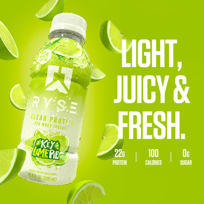 RYSE Clear Protein Drink - Variety Pack - 100 Calories, 22g Whey Isolate Protein Shake, Sugar-Free, 0g Fat & Lactose-Free - Refreshing Ready-to-Drink Beverage - 16.9 fl oz Bottles (12-Pack)