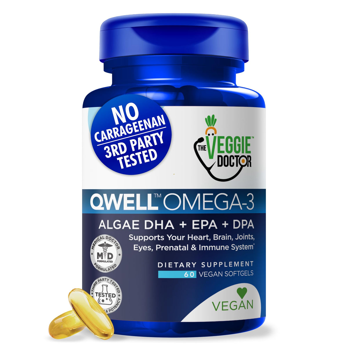 Vegan Omega 3 Supplement – Algae Omega 3 with DHA EPA DPA – Vegan Capsules from Algal – Fish Oil Alternative – Plant-Based Algae Oil Formula – Non-GMO The Veggie Doctor