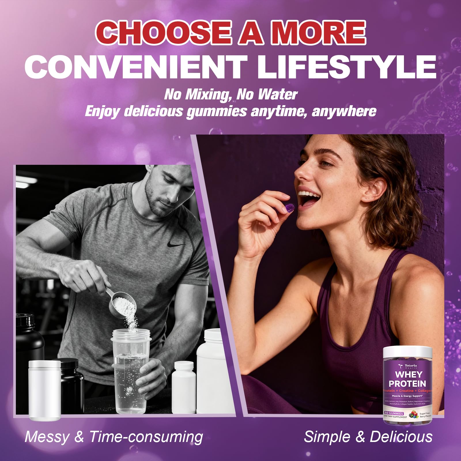3 in 1 Whey Protein Gummies | Creatine Monohydrate | Collagen, 0 Sugar, Pure Protein Source, Muscle & Energy Support, Berry Flavor, for Women and Men Totaria buy australia supplements