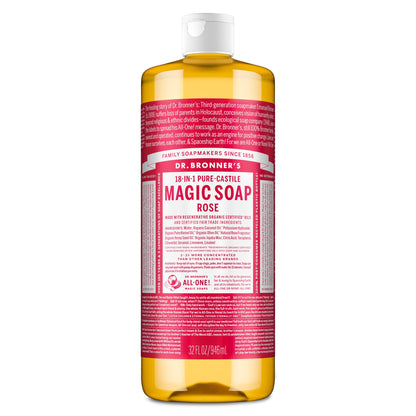 Dr. Bronner's Rose Pure-Castile Liquid Soap, Hand Soap, 32 oz Dr. Bronner's