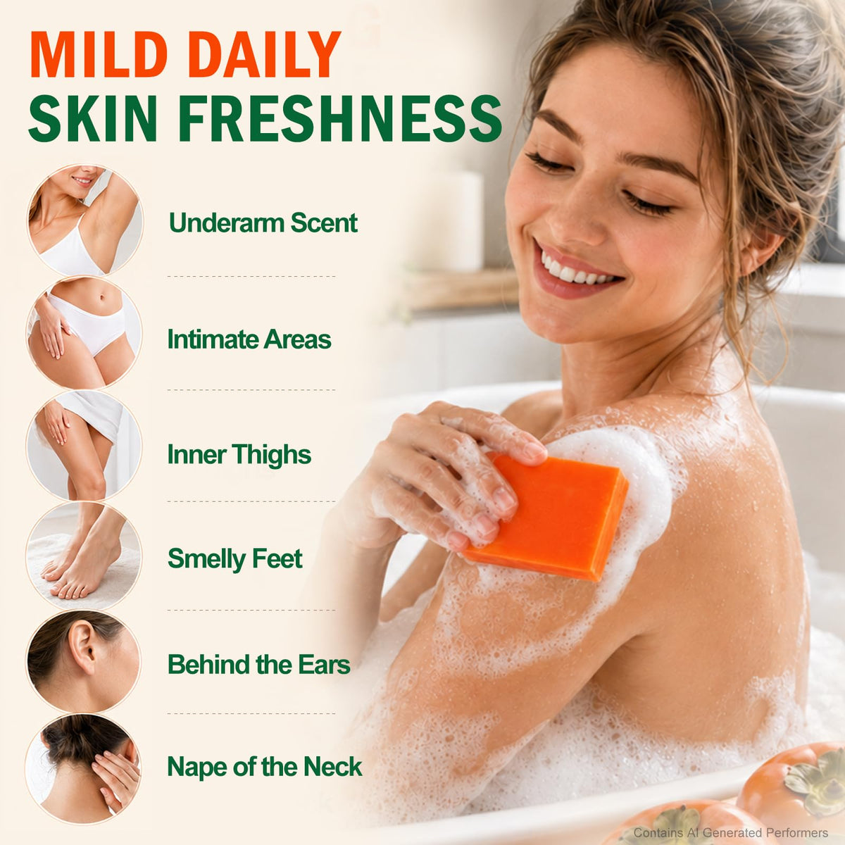 OAKDOLCHE 5 Pcs 80g Persimmon Soap Bar for Old People Smell OAKDOLCHE