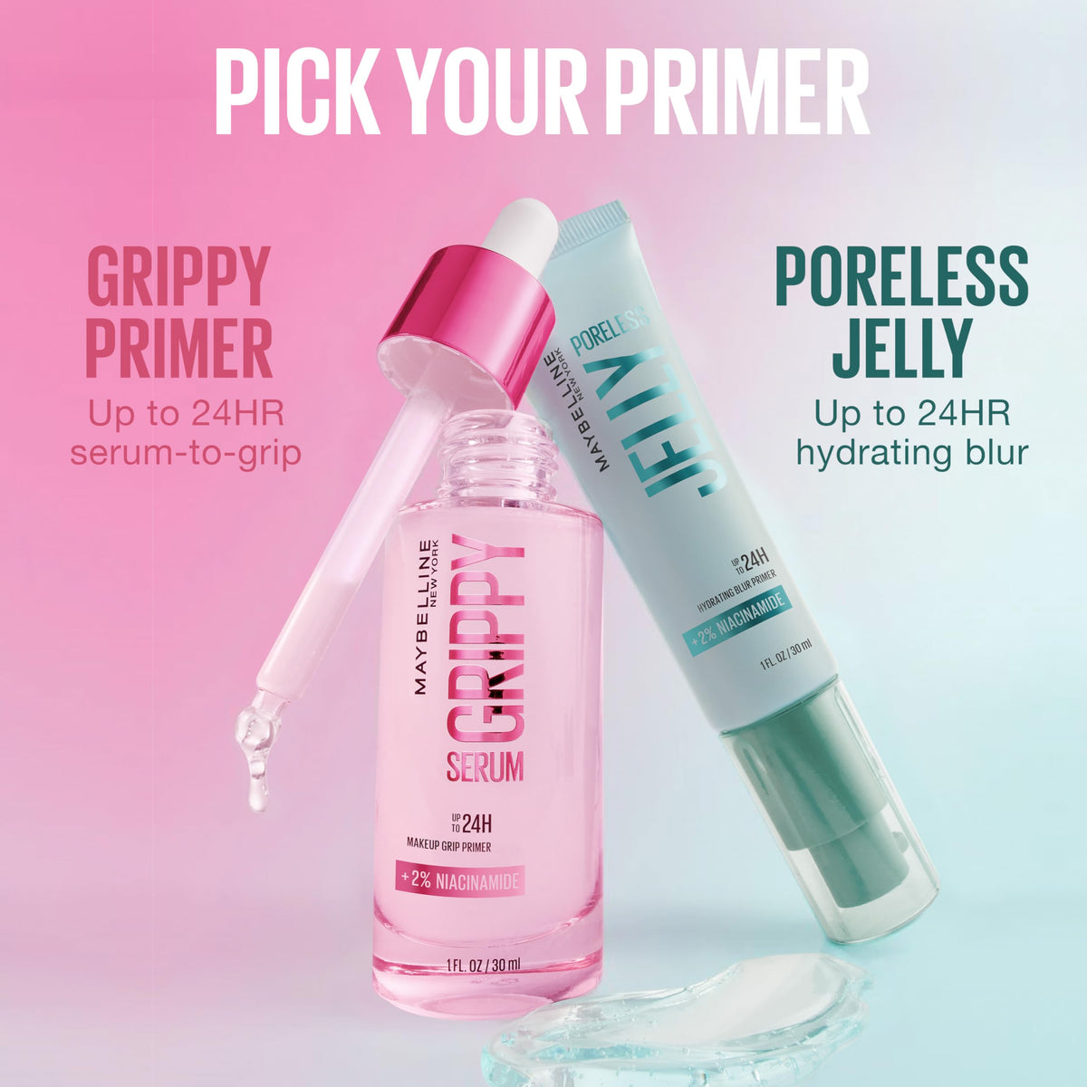 Maybelline Poreless Jelly Primer, Hydrating, Blurring Makeup Primer with 2% Niacinamide For Up To 24HR Make Up Wear, Clear, 1 Count MAYBELLINE