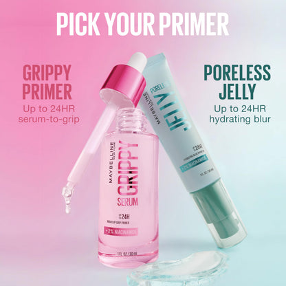 Maybelline Poreless Jelly Primer, Hydrating, Blurring Makeup Primer with 2% Niacinamide For Up To 24HR Make Up Wear, Clear, 1 Count MAYBELLINE