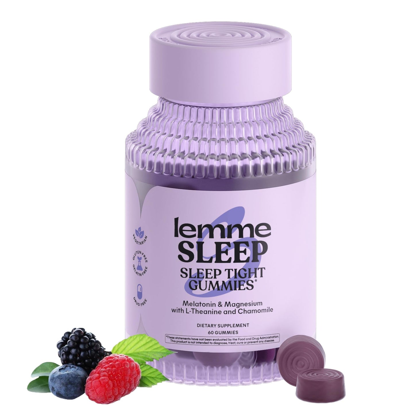 Lemme Sleep Gummies with 5mg Melatonin, Elderberry, Magnesium, L-Theanine, Chamomile and Lavender, Drug-Free Nighttime Sleep Aid, Lemme