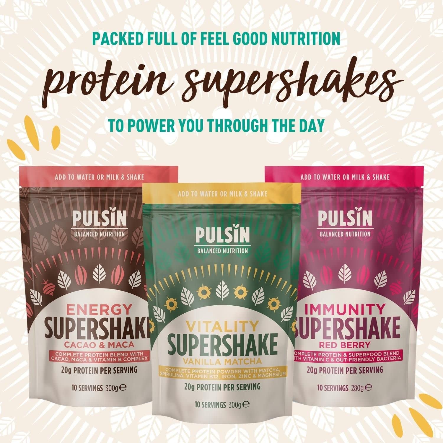 Pulsin - Cacao & Maca Vegan Supershake - 300g - Plant Based Vegan Energy Support Protein Powder Pulsin buy australia supplements