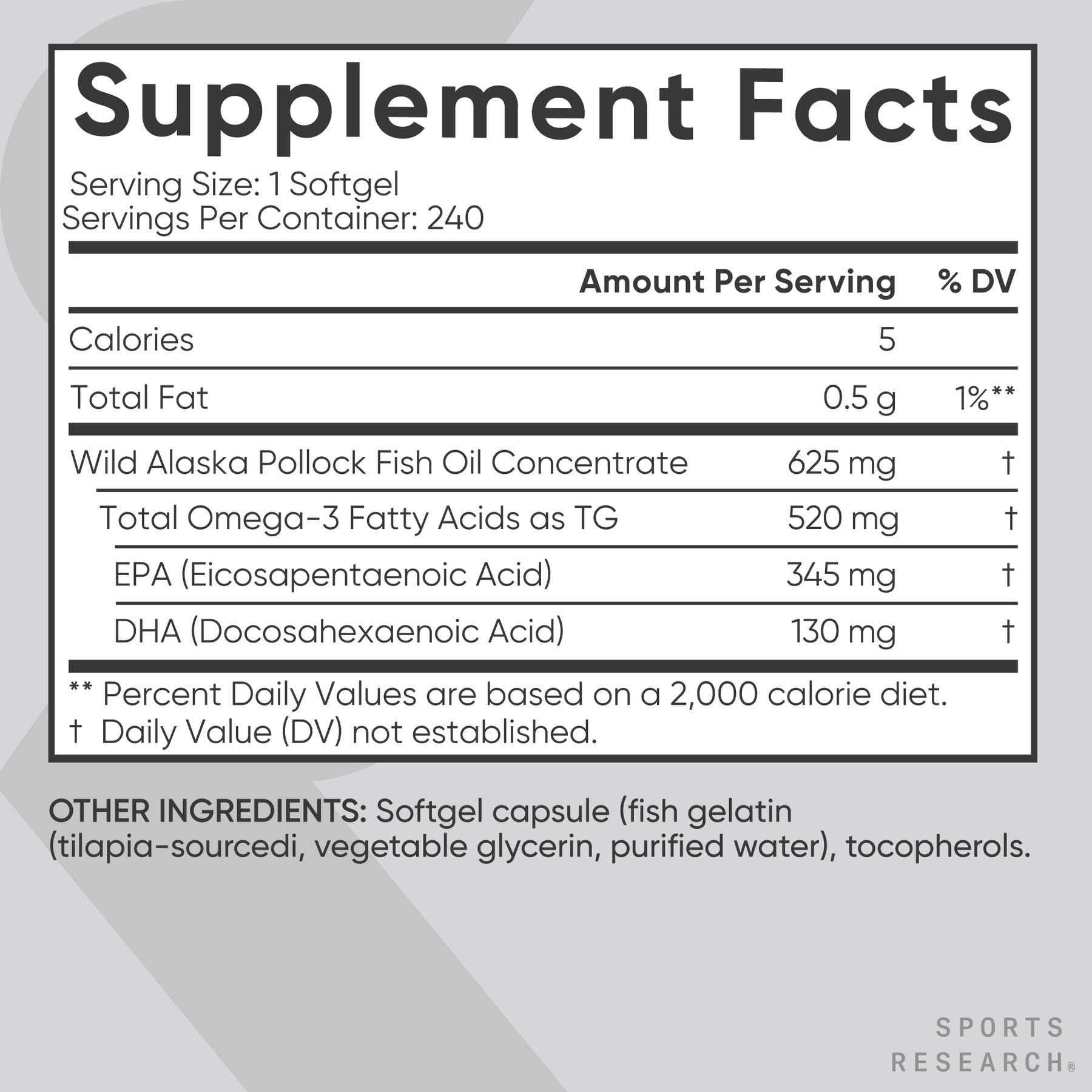 Sports Research® Omega-3 Fish Oil 1250mg from Wild Alaska Pollock, 90 Count | Always Fresh Never Fishy | 690mg EPA 260mg DHA per Softgel · Heart & Brain Health* · MSC Certified Sustainable - 90 Servings Gsupps Australia