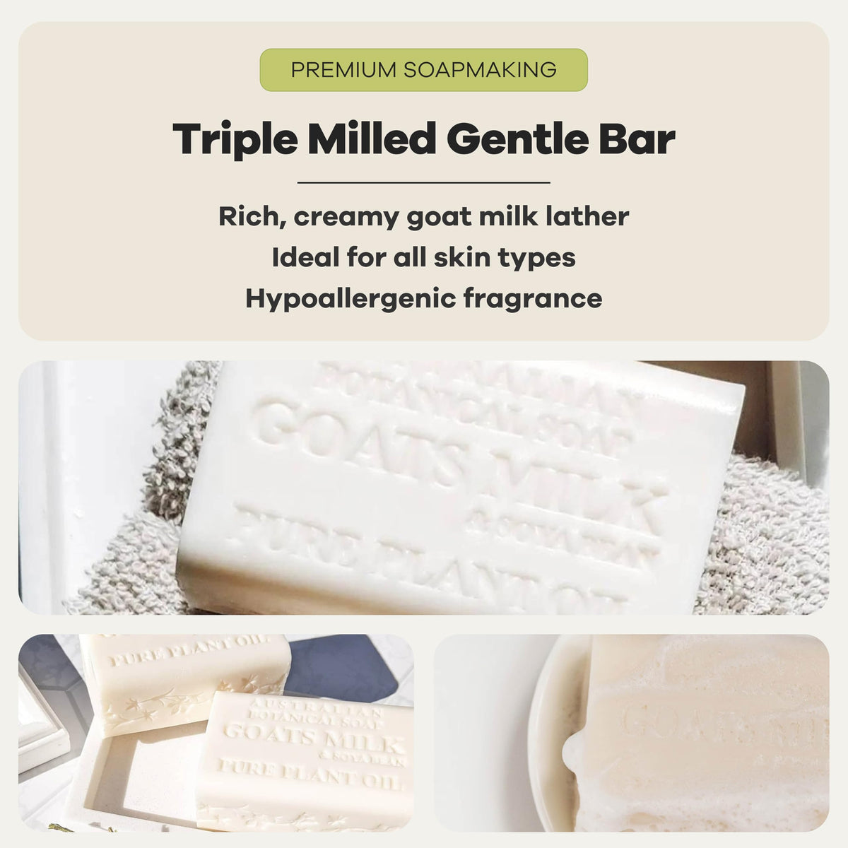 Australian Botanical Soap 6.6 OZ, Pack of 8, Goat Milk Soap Bars with Soya Bean Oil, Enriched with Organic Shea Butter, Suitable for All Skin Types, Packaging May Vary Australian Botanical Soap