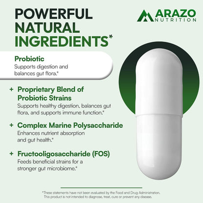 Arazo Nutrition Probiotic 40 Billion CFU Per Serving - Shelf Stable with Prebiotics and Acidophilus - Stable Potency Until Expiration – Time Delay Release Probiotics Gsupps Australia