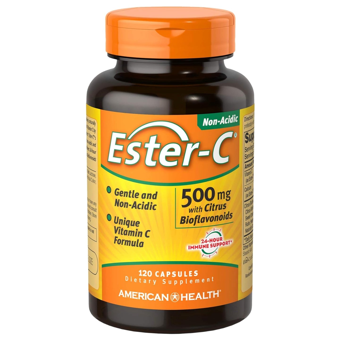 American Health Ester-C with Citrus Bioflavonoids Capsules - Gentle On Stomach, Non-Acidic Vitamin C - 500 mg, Ester-C