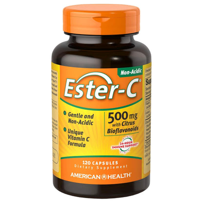 American Health Ester-C with Citrus Bioflavonoids Capsules - Gentle On Stomach, Non-Acidic Vitamin C - 500 mg, Ester-C