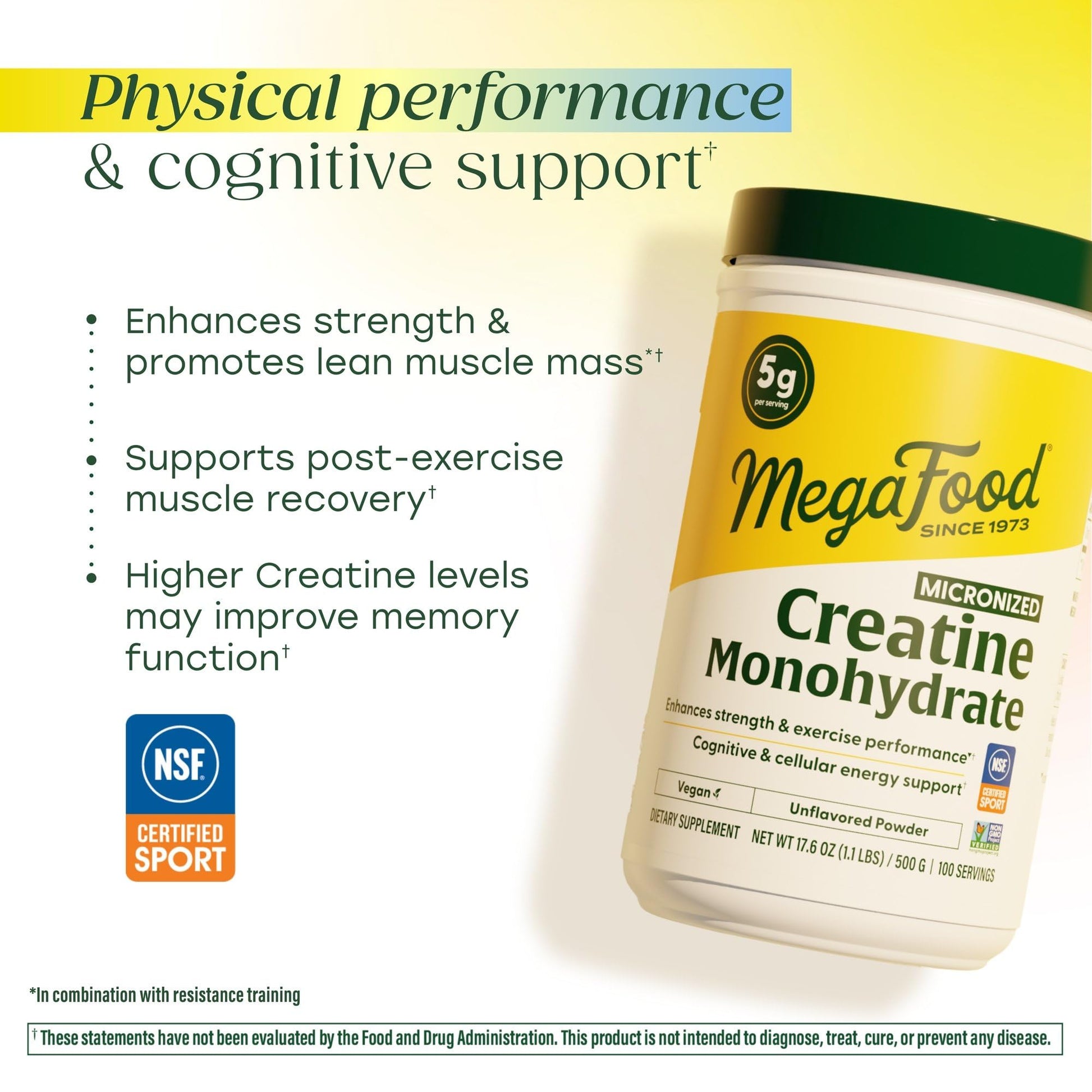 MegaFood Micronized Creatine Monohydrate Powder - Unflavored Post & Pre Workout Powder for Men & Women - Cognitive & Exercise Performance Support MegaFood buy australia supplements