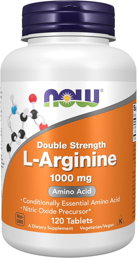 NOW Foods Supplements, L-Arginine 1,000 mg, Nitric Oxide Precursor*, Amino Acid, 120 Tablets Gsupps Australia