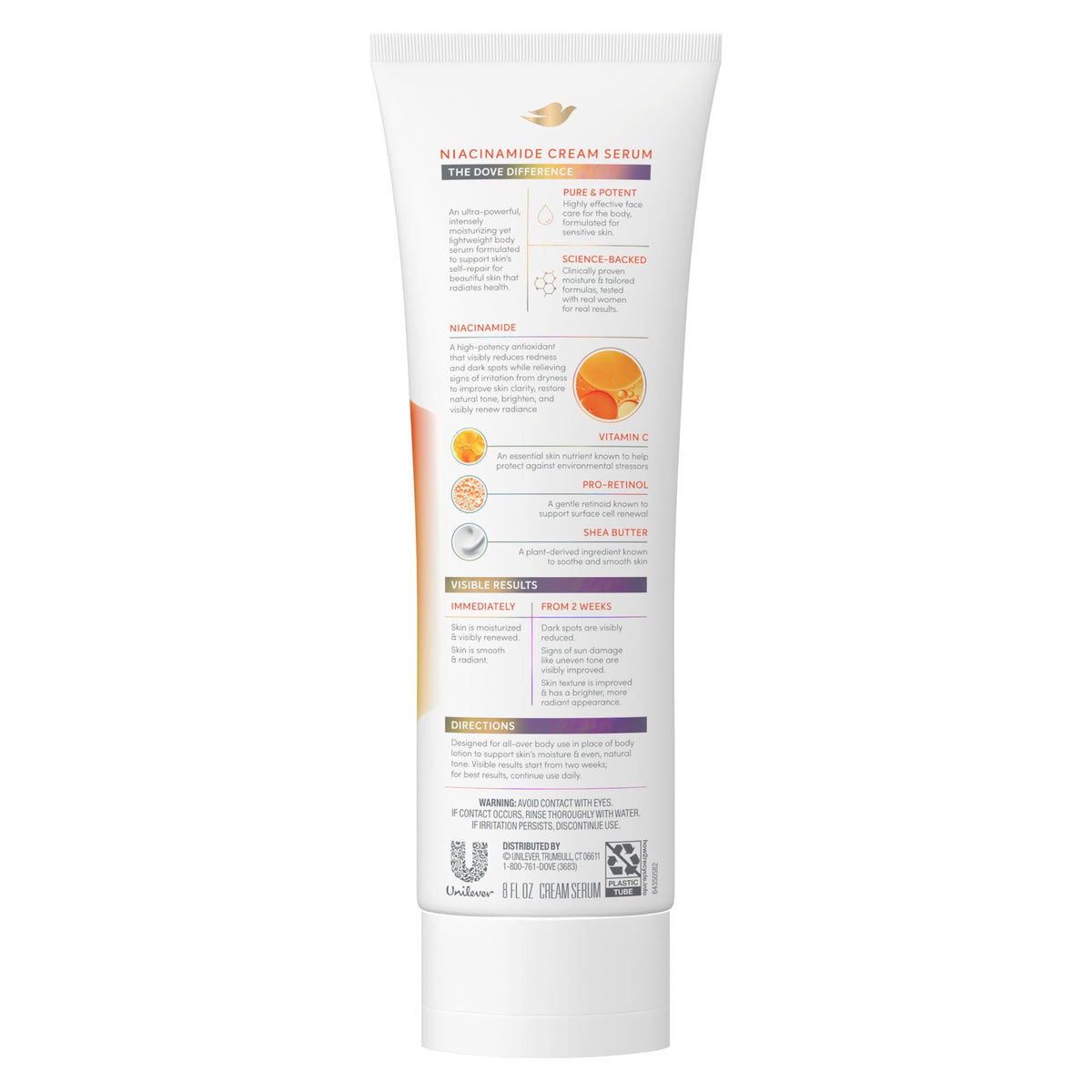 Dove Body Cream Serum Niacinamide + Even Tone for Dark Spots 8oz Dove