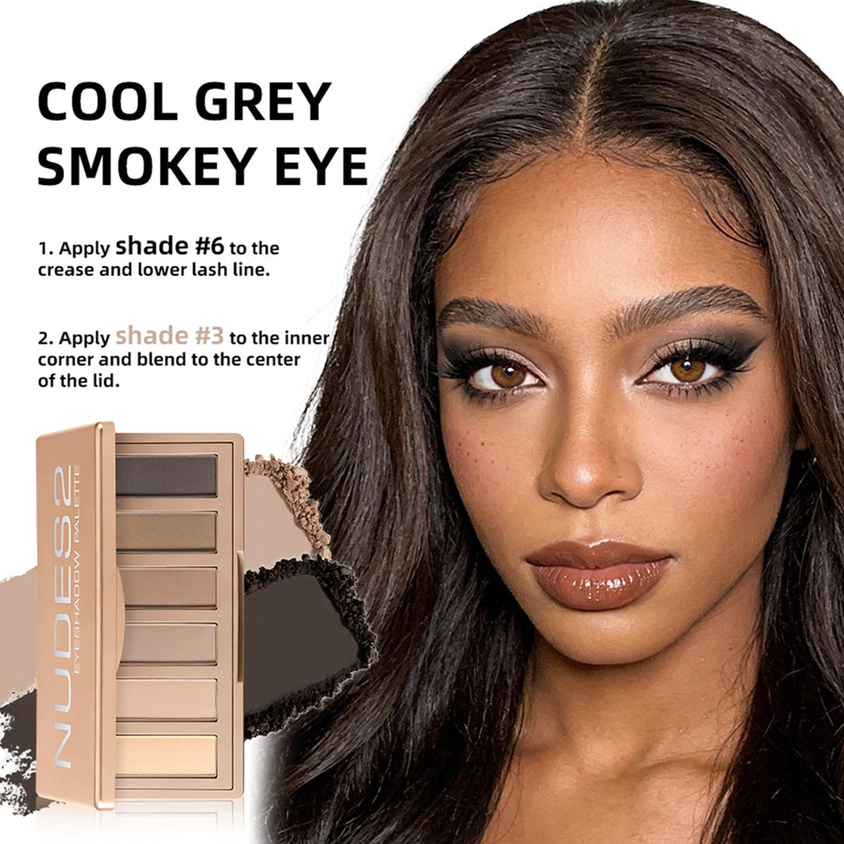 MOOMARTO 6 Matte Neutral Mini Eyeshadow Palette with Brush - Ultra Blendable Cool-Tone Nude Smokey Eye Shadow Palette, Long-lasting Wear Smooth Texture MOOMARTO