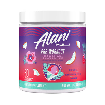 Alani Nu Pre Workout Powder Hawaiian Shaved ICE, Amino Energy Boost, Endurance Supplement, Sugar Free, 200mg Caffeine