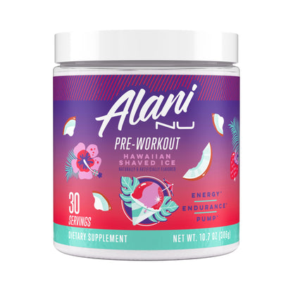Alani Nu Pre Workout Powder Hawaiian Shaved ICE, Amino Energy Boost, Endurance Supplement, Sugar Free, 200mg Caffeine Alani Nu