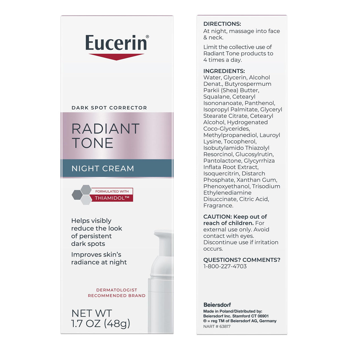 Eucerin Radiant Tone Night Cream Dark Spot Corrector with Thiamidol, 1.7 OZ Eucerin