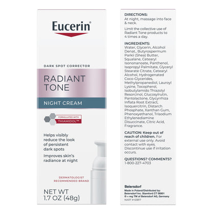Eucerin Radiant Tone Night Cream Dark Spot Corrector with Thiamidol, 1.7 OZ Eucerin