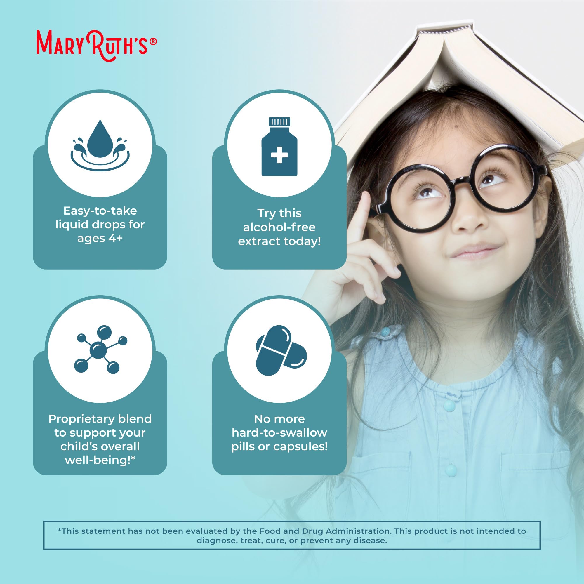 MaryRuth Organics Kids Focus & Attention Drops | USDA Organic Drops | Ginkgo Biloba | Rhodiola Root & Licorice Root | Adaptogenic | Calm | Vegan | Non-GMO | Gluten Free | 30 Servings MARYRUTH'S buy australia supplements
