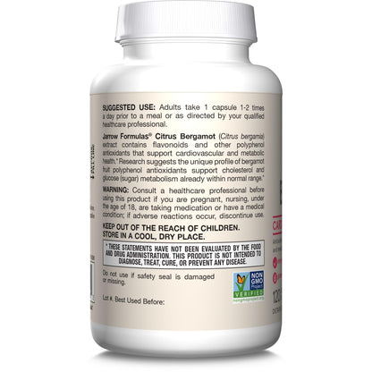 Jarrow Formulas Citrus Bergamot Supplement 500 mg - 120 Servings (Veggie Caps) - Antioxidant Support for Cardiovascular & Metabolic Health - Dietary Supplement Jarrow Formulas