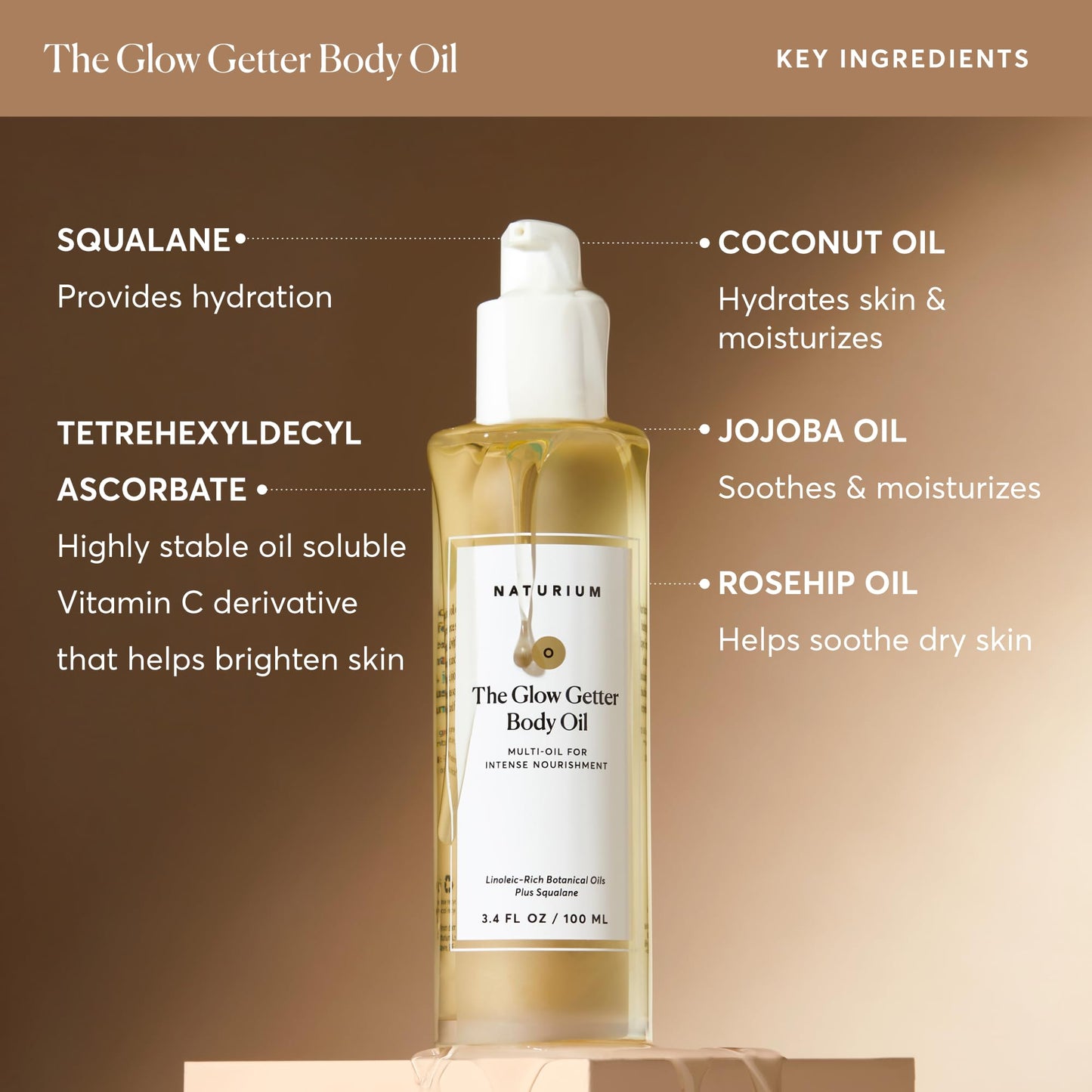 Naturium The Glow Getter Body Oil, Multi-Oil for Intense Nourishment, Hydrating & Moisturizing Formula, Vegan & Cruelty-Free, 3.4 oz Naturium