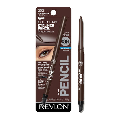 Revlon ColorStay Pencil Waterproof Eyeliner, 202 Black Brown, 0.01 oz REVLON