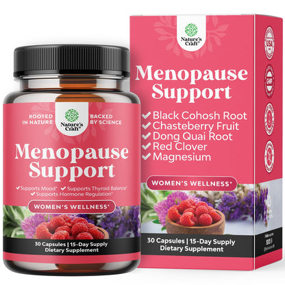 Natures Craft Complete Herbal Menopause Supplement for Women - Female Hormone Balance Capsules for Night Sweats Hot Flashes & Mood Swings with Dong Quai, Chaste Berry & Black Cohosh Root - 60 Count Gsupps Australia