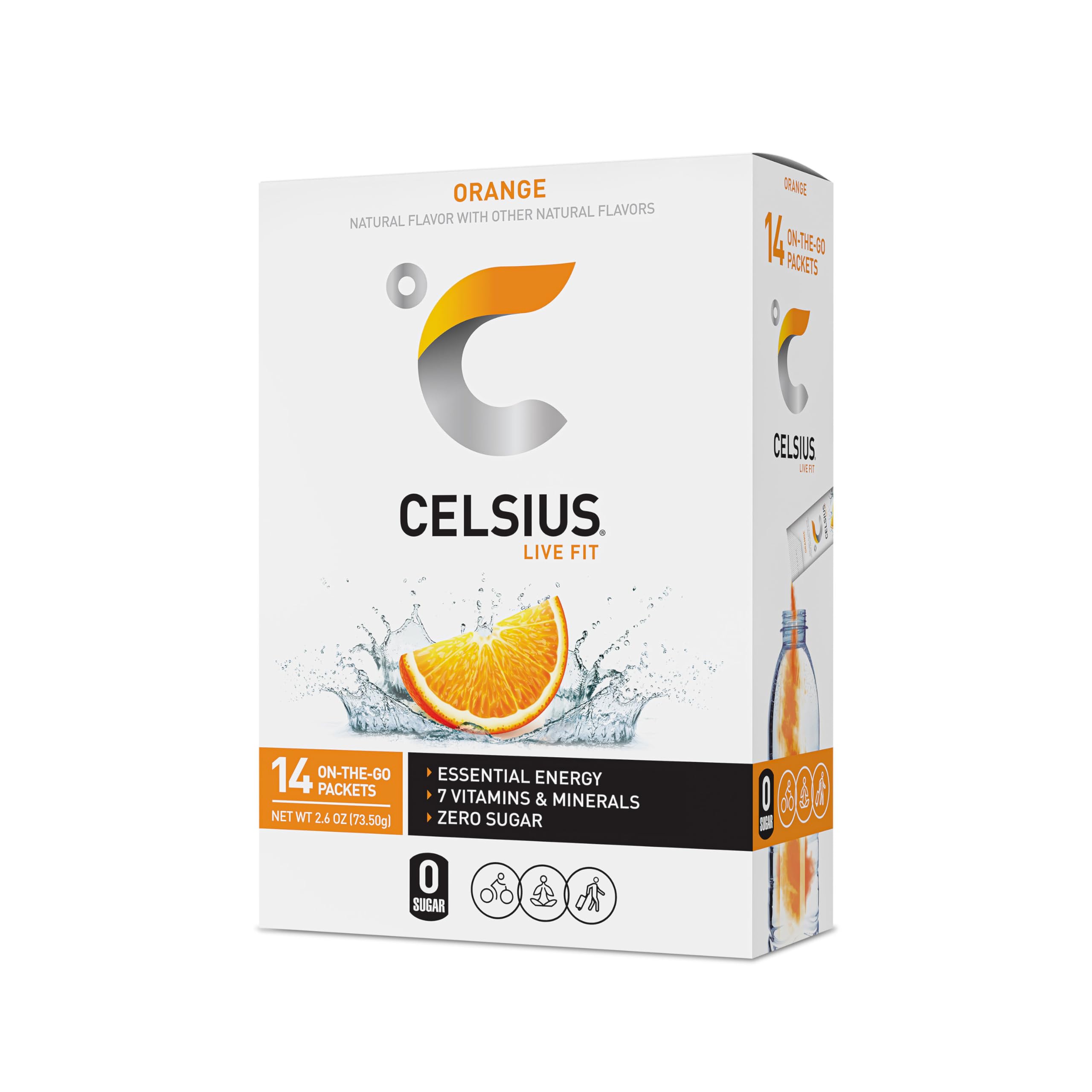 CELSIUS On-the-Go Powder Stick Zero Sugar, Orange, 2.6 Oz (14 Sticks per Pack) CELSIUS buy australia supplements