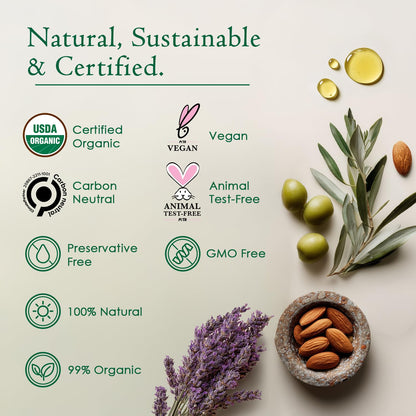 Organic Body Oil Dry Skin - After Shower Natural Face Oil & Body Moisturizer with Cold Pressed Almond, Olive, Jojoba, Rosehip, Vitamin E & Lavender oils. Facial Skin Care for Women & Men, Scented 4oz Ancient Greek Remedy