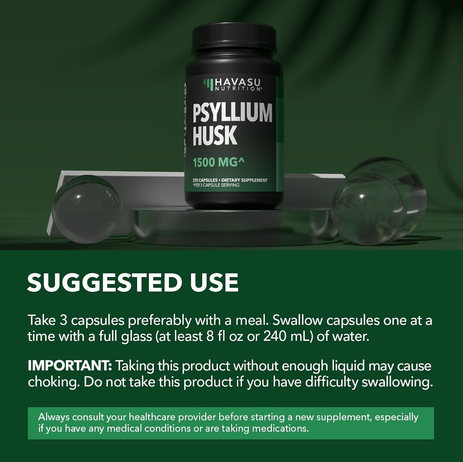 Vegan Psyllium Husk Fiber Capsules, GLP-1 Nutritional Support, 270 Pills | Psyllium Fiber Supplement Capsules for Digestive Health Regularity, Non-GMO Gluten Free & 3rd Party Tested, 90 Servings Gsupps Australia