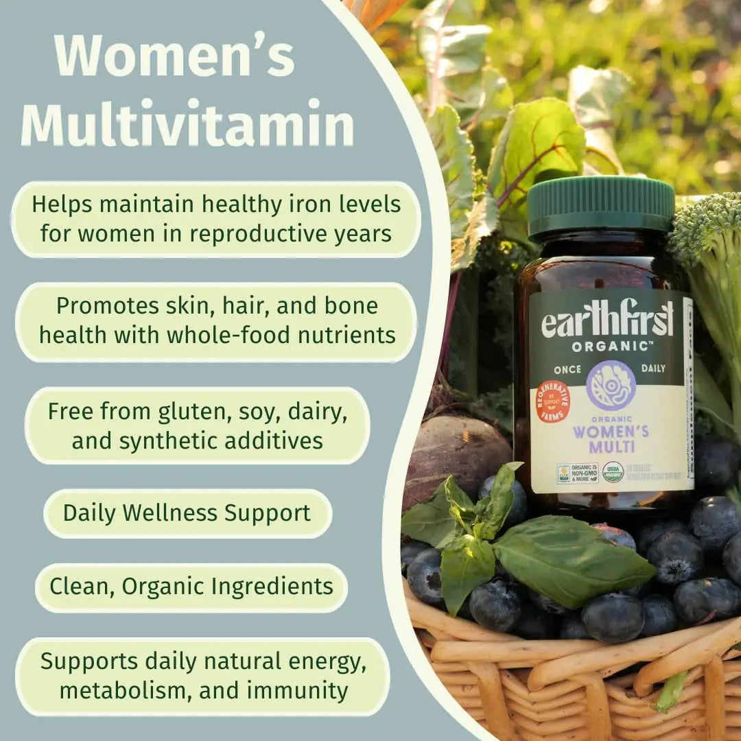 EarthFirst Organic Women’s Multi Once Daily, Women's Multivitamin, Iron, Vitamin B12 & More, 19 Vitamins from Herbs & Superfoods, 30 Count EarthFirst Organic buy australia supplements