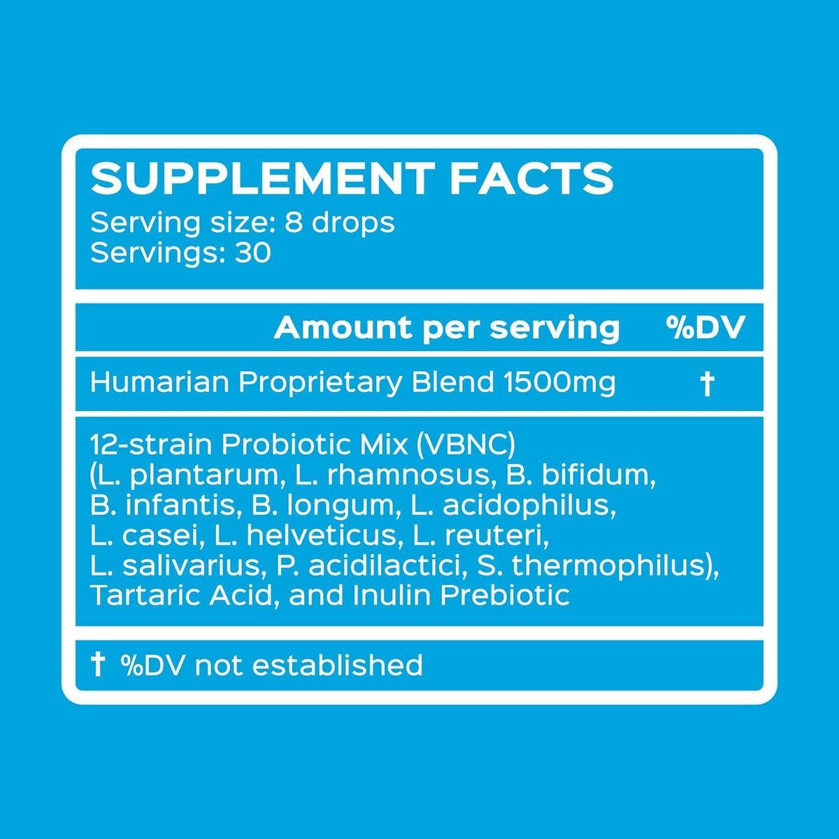 Probonix Humarian Liquid Probiotics for Adults - 12-Strain Probiotic Drops to Fortify Gut Health, Immunity and More - 30-Day Supply - Delicious Grape Flavor Probonix