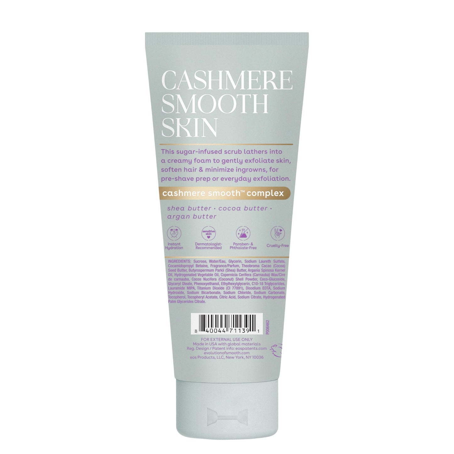 eos Cashmere Skin Collection Pre-Shave Scrub- Vanilla Cashmere, Exfoliating Body Scrub, Vanilla Body Scrub, Hydrating, Shea Sugar, 7 fl oz eos