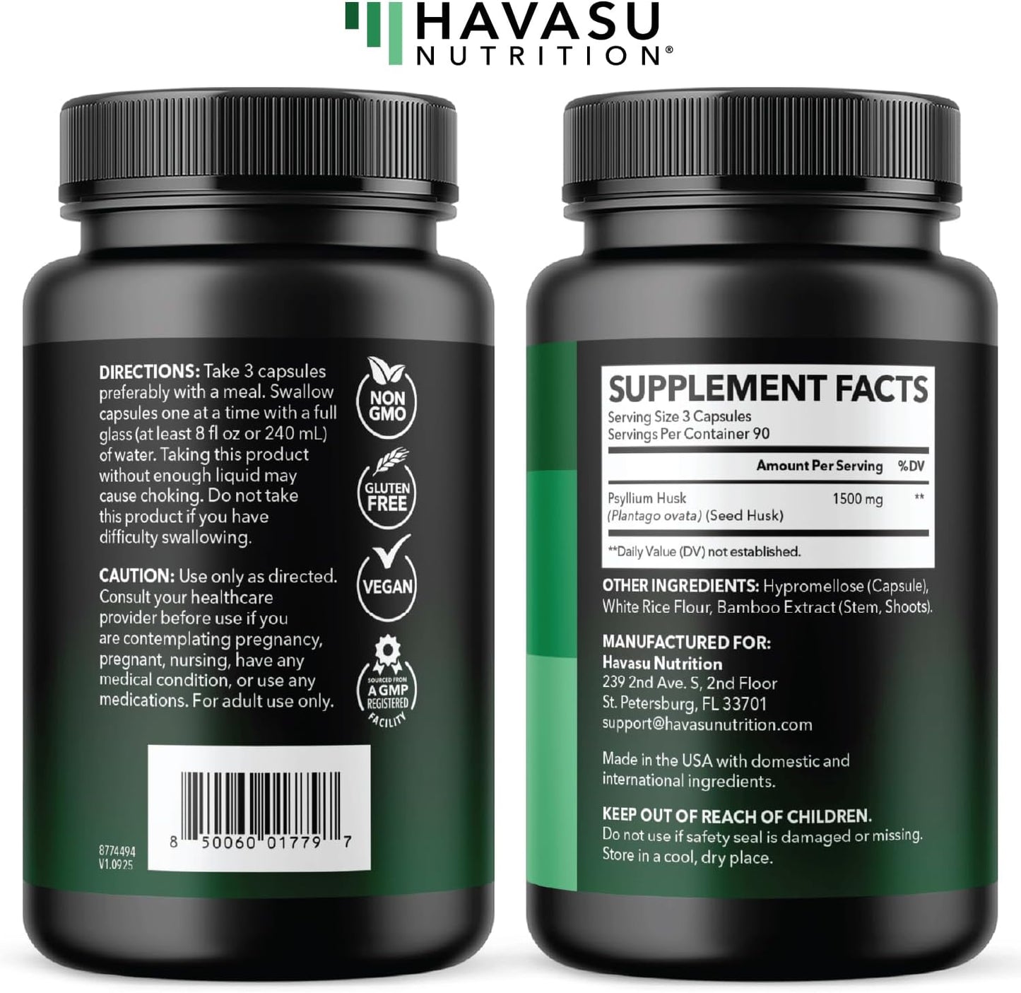Vegan Psyllium Husk Fiber Capsules, GLP-1 Nutritional Support, 270 Pills | Psyllium Fiber Supplement Capsules for Digestive Health Regularity, Non-GMO Gluten Free & 3rd Party Tested, 90 Servings Gsupps Australia