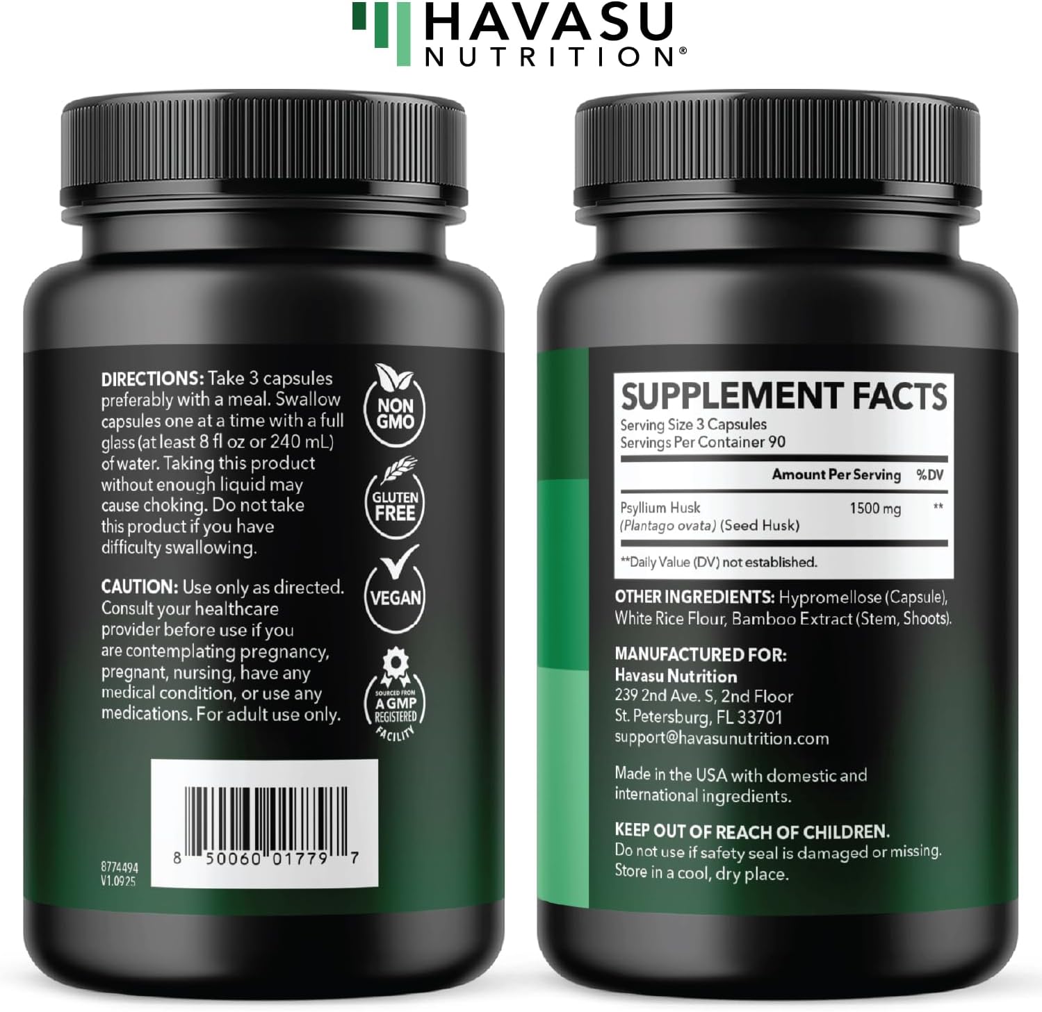 Vegan Psyllium Husk Fiber Capsules, GLP-1 Nutritional Support, 270 Pills | Psyllium Fiber Supplement Capsules for Digestive Health Regularity, Non-GMO Gluten Free & 3rd Party Tested, 90 Servings Gsupps Australia