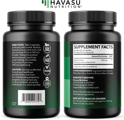 Vegan Psyllium Husk Fiber Capsules, GLP-1 Nutritional Support, 270 Pills | Psyllium Fiber Supplement Capsules for Digestive Health Regularity, Non-GMO Gluten Free & 3rd Party Tested, 90 Servings Gsupps Australia