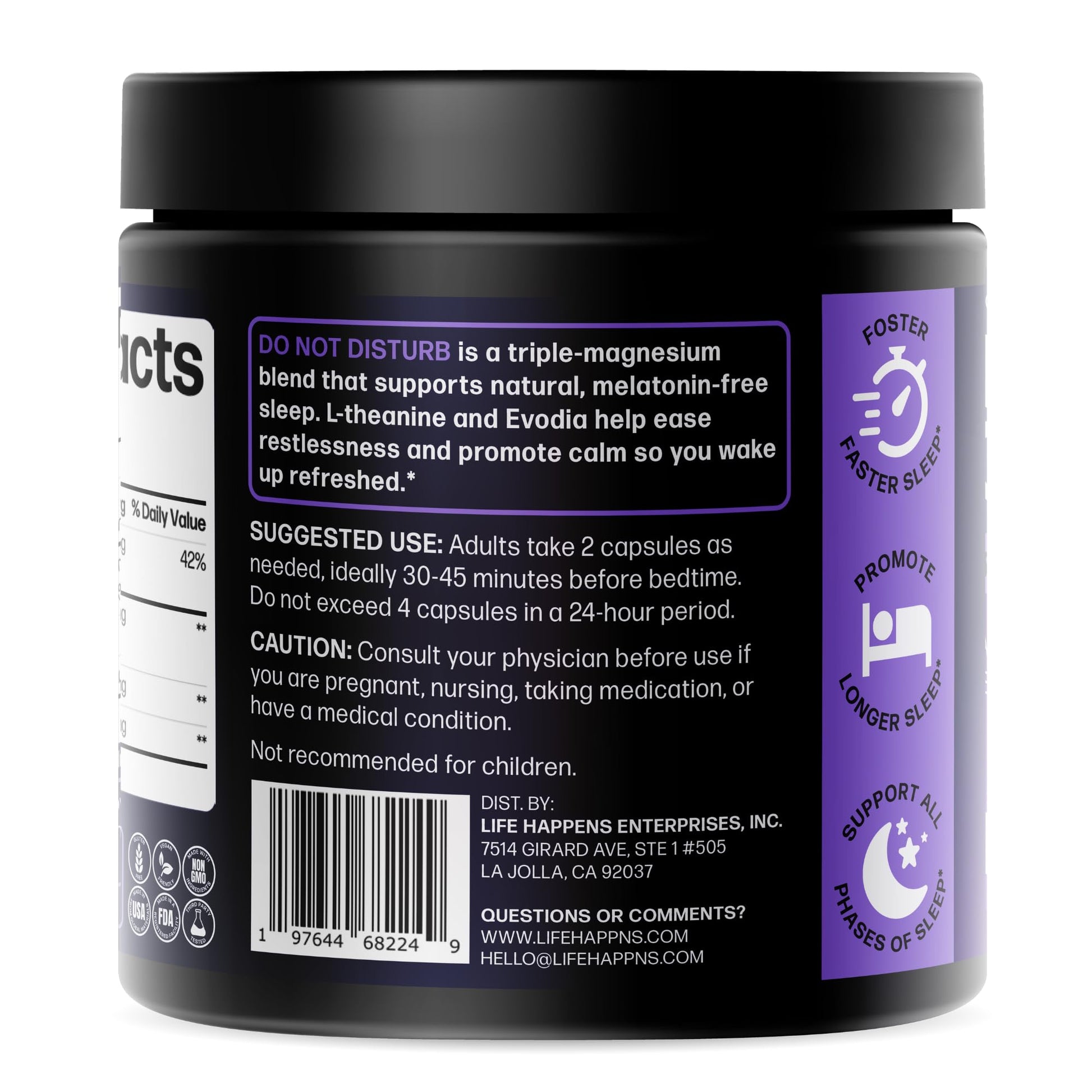 Doctor Formulated Triple Magnesium for Sleep, Calm & Relaxation with Chelated Magnesium Glycinate, L-Theanine, Passionflower & Evodia – Non-Habit, No Melatonin Magnesium Sleep Aid Support Supplement LIFE HAPPNS BE READY buy australia supplements