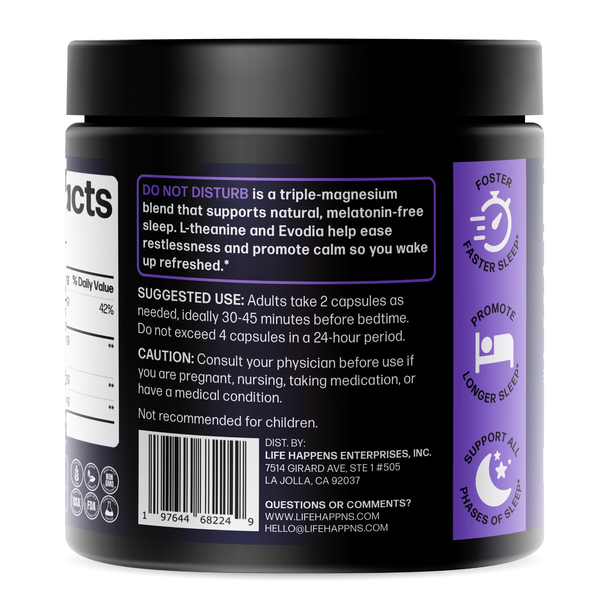 Doctor Formulated Triple Magnesium for Sleep, Calm & Relaxation with Chelated Magnesium Glycinate, L-Theanine, Passionflower & Evodia – Non-Habit, No Melatonin Magnesium Sleep Aid Support Supplement LIFE HAPPNS BE READY buy australia supplements