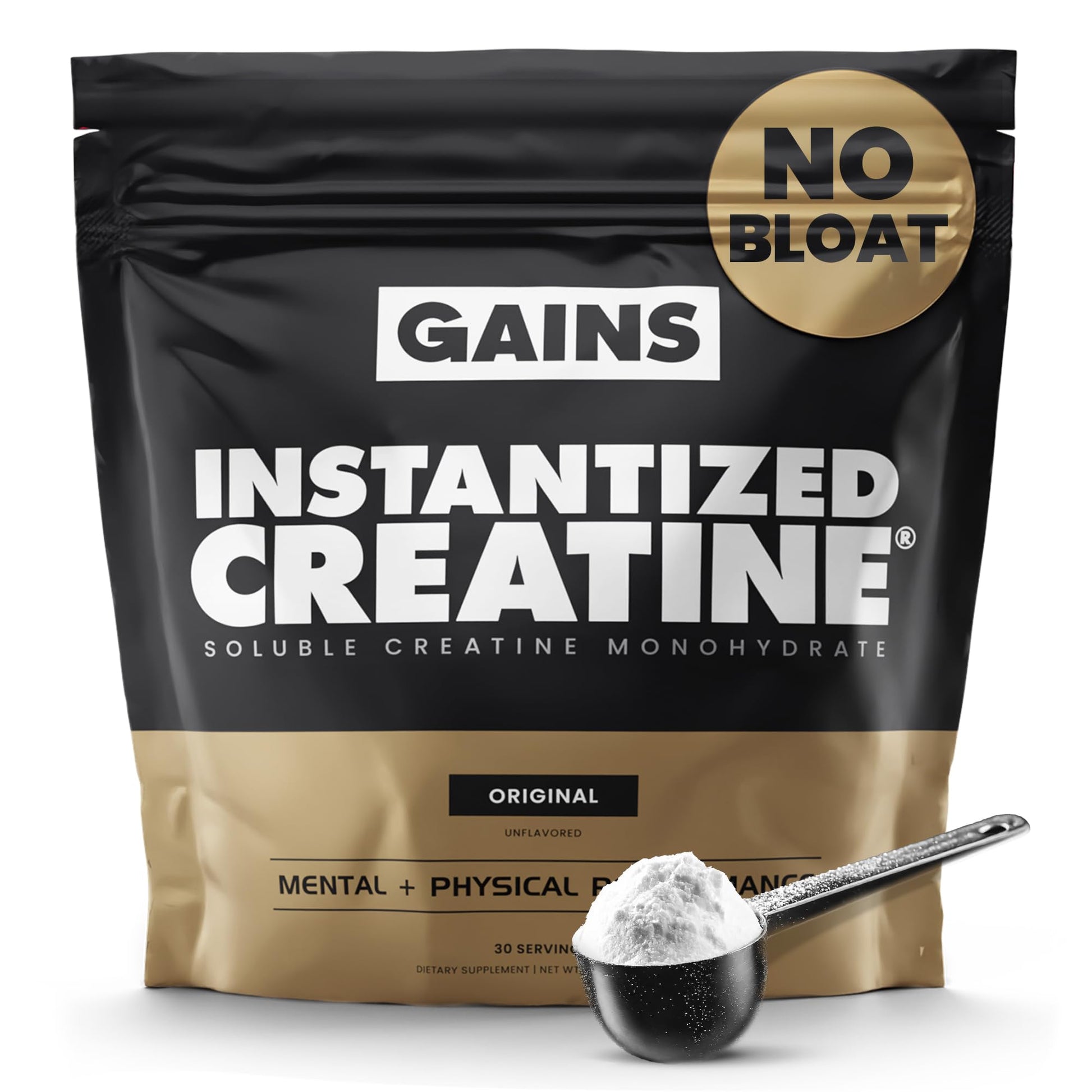 Gains in Bulk Instantized Creatine Monohydrate for Men & Women, Soluble Creatine Powder, Supports Muscle Building, Strength and Performance GAINS IN BULK GAINSINBULK.COM