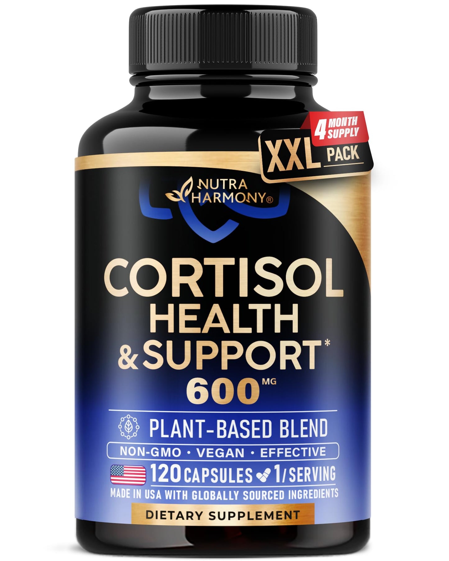 Cortisol Supplement for Women - Holy Basil | Ashwagandha | Rhodiola | L-Theanine - Plant-Based Hormone Balance - Mood, Focus & Sleep Support - Made in USA NUTRAHARMONY