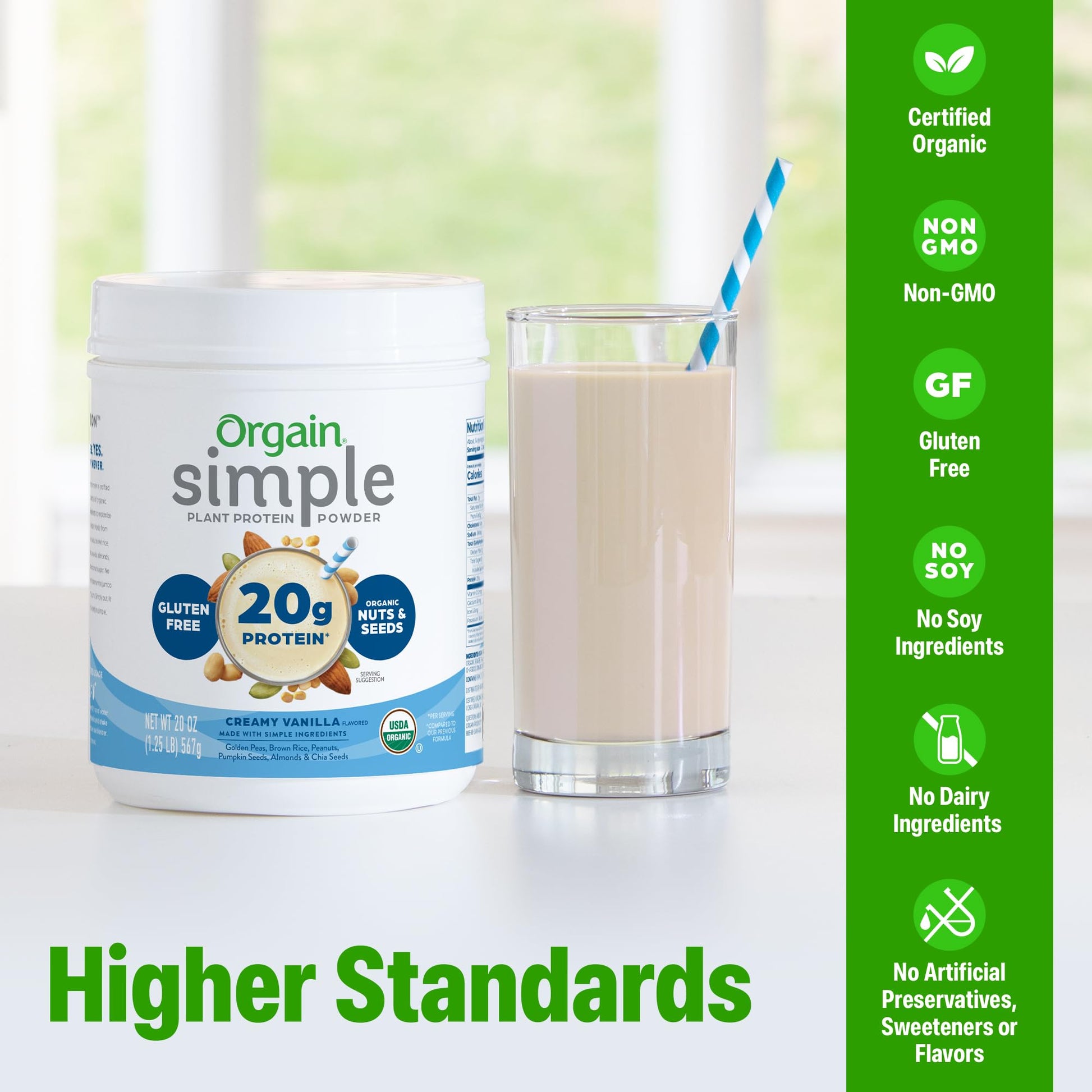 Orgain Organic Simple Vegan Protein Powder, Vanilla - 20g Plant Based Protein, Made with less Ingredients, No Artificial Sweeteners, Gluten Free, No Dairy or Lactose, 1.25 lb (Packaging May Vary) Orgain buy australia supplements