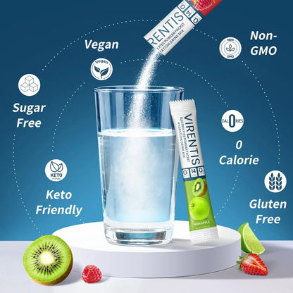 VIRENTIS 16 Sticks Electrolytes Powder Packets Sugar Free Hydration Packets, 8 Flavors Liquid Daily IV Electrolyte Drink Mix for Rehydration VIRENTIS