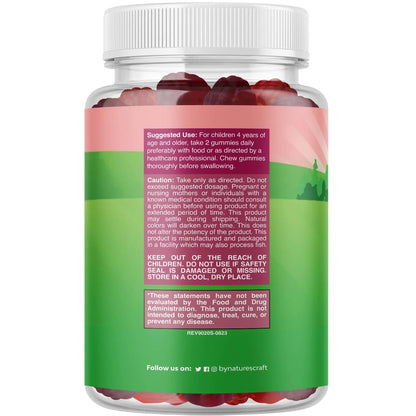 Natures Craft High Prebiotic Fiber Gummies for Kids - Dietary Fiber Supplements for Digestion & Constipation - Chicory Root Kids Immune Gummies - Non-GMO Natures Craft