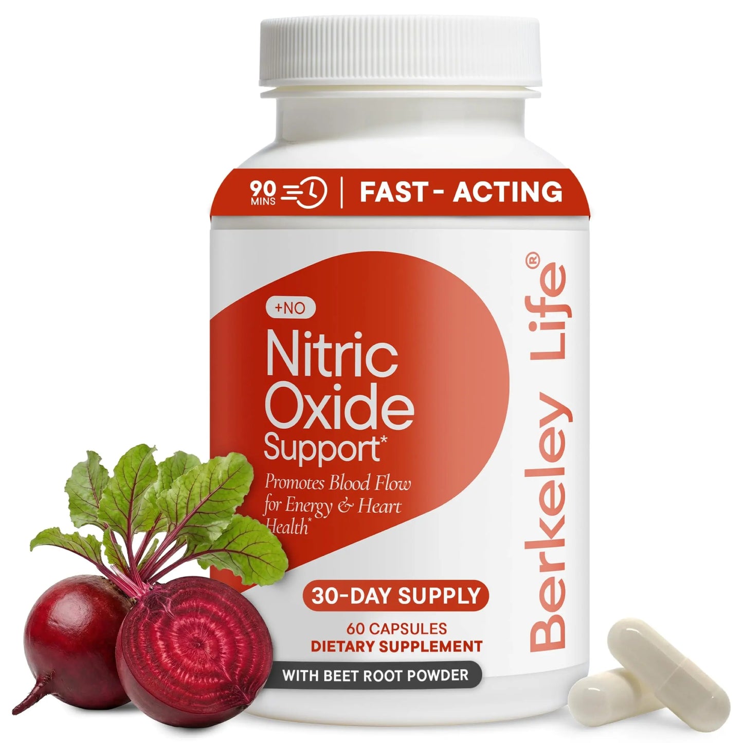 Berkeley Life Nitric Oxide Support Supplement - Nitric Oxide Booster for Men & Women - Blood Flow & Circulation with Beet Root Powder to Support Energy, Heart Health Berkeley Life
