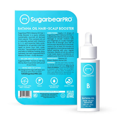 SugarbearPRO Batana Hair Oil & Glass-Dropper Applicator, 1oz + Vegan Hair Vitamin Gummies 1 Month Supply, Extra Strength Biotin 6000mcg