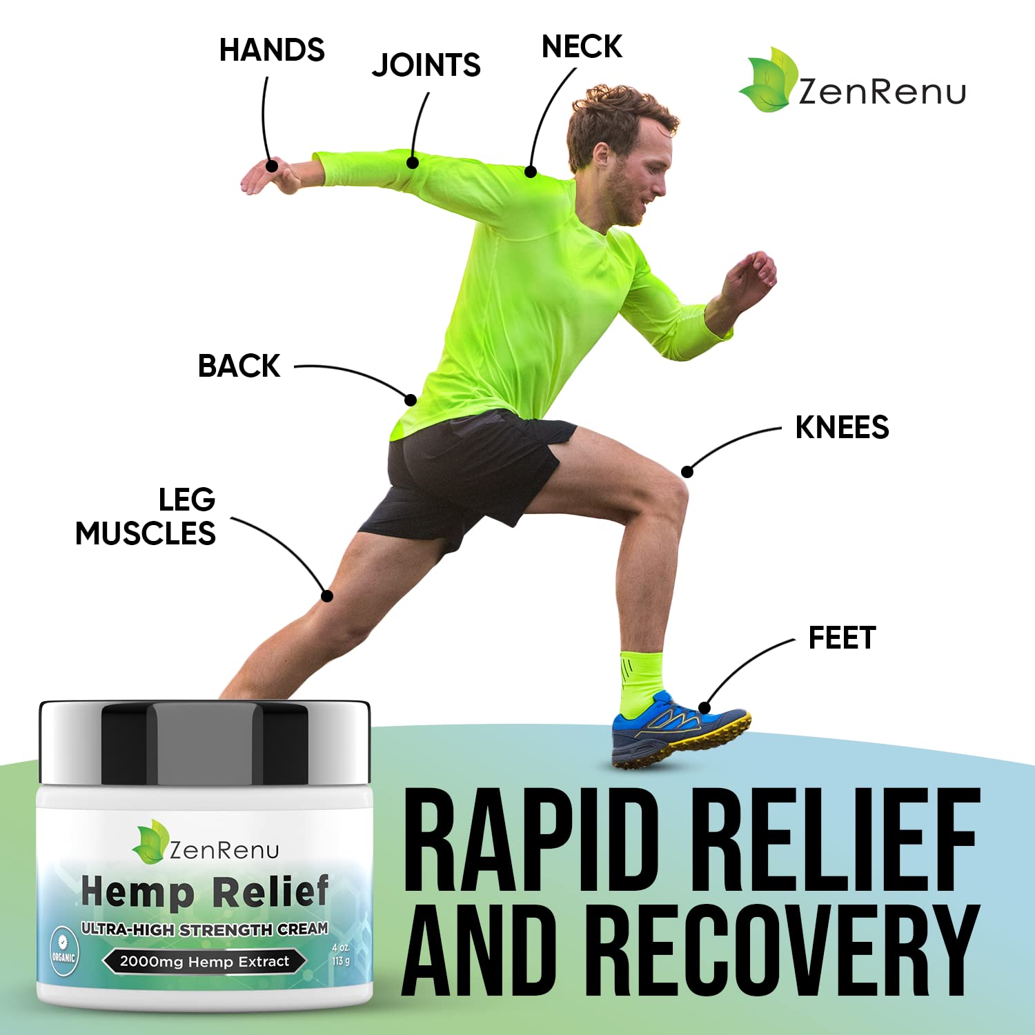 Hemp Cream Maximum Strength - Menthol Rub with Hemp Oil, Arnica, Lavender, Aloe Vera, Kava Kava, & Camphor - Natural Hemp Muscle Rub Cream for Skin, Muscles & Joints - ZenRenu, 4 oz Zenrenu buy australia supplements