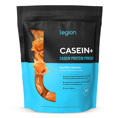 LEGION Casein Protein Powder (Dutch Chocolate) - Slow-Release Micellar Casein Protein Powder - Non-GMO, Gluten-Free & Naturally Sweetened from Grass-Fed Cows (25 Servings)