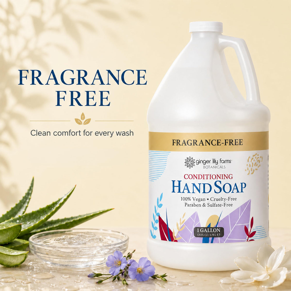 Ginger Lily Farms Botanicals Hand Soap, 128oz, Fragrance Free Ginger Lily Farms
