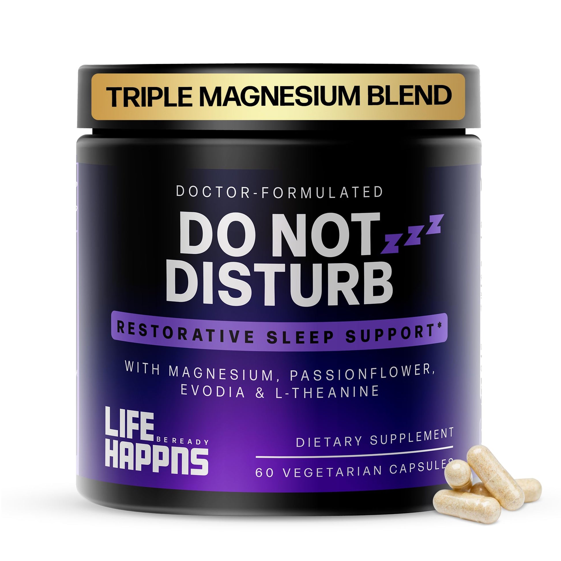 Doctor Formulated Triple Magnesium for Sleep, Calm & Relaxation with Chelated Magnesium Glycinate, L-Theanine, Passionflower & Evodia – Non-Habit, No Melatonin Magnesium Sleep Aid Support Supplement LIFE HAPPNS BE READY buy australia supplements