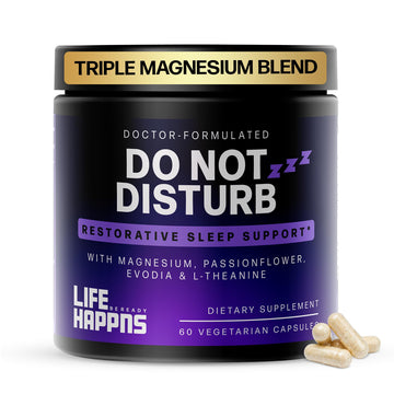 Doctor Formulated Triple Magnesium for Sleep, Calm & Relaxation with Chelated Magnesium Glycinate, L-Theanine, Passionflower & Evodia – Non-Habit, No Melatonin Magnesium Sleep Aid Support Supplement LIFE HAPPNS BE READY buy australia supplements